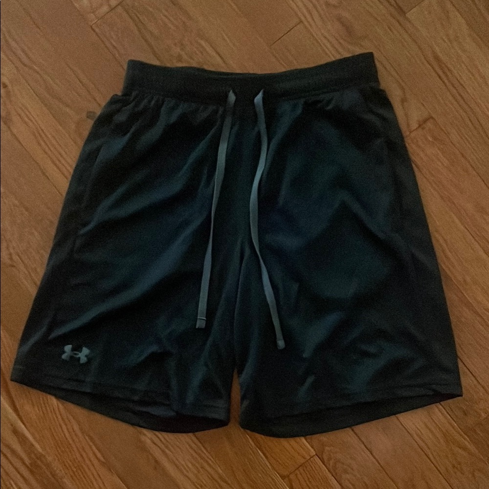 Under Armour Men's Black Athletic Training Shorts with Grey Drawstring